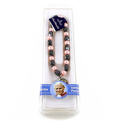 Rosary Bracelet Hematite - style: Pope John II - pink