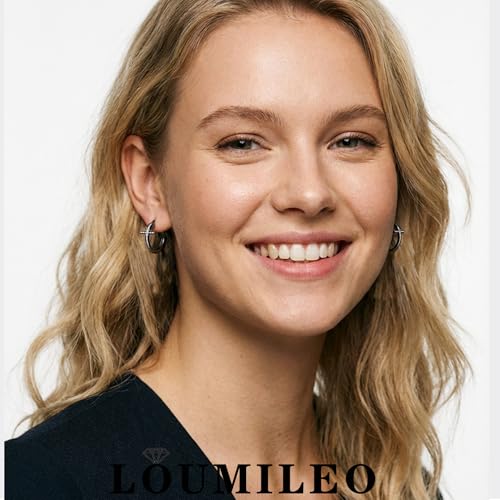LOUMILEO Sterling Silver Cross Hoop Earrings for Women Rhinestone 20-40MM - color: Black 20MM