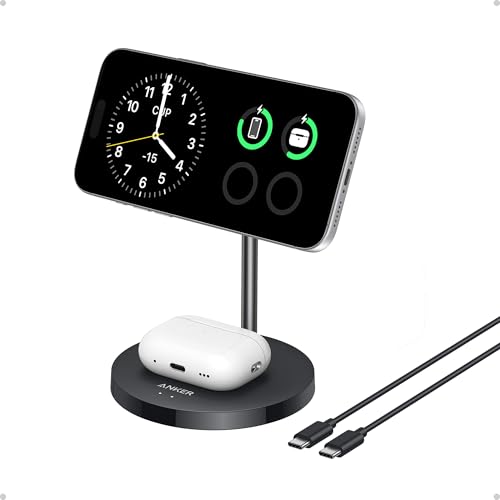 Anker MagGo 2-in-1 MagSafe Compatible Qi2 15W Wireless Charging Stand - color: Black