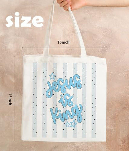 Christian Jesus Inspirational Canvas Tote Bag for Church Baptism - color: Jesus4