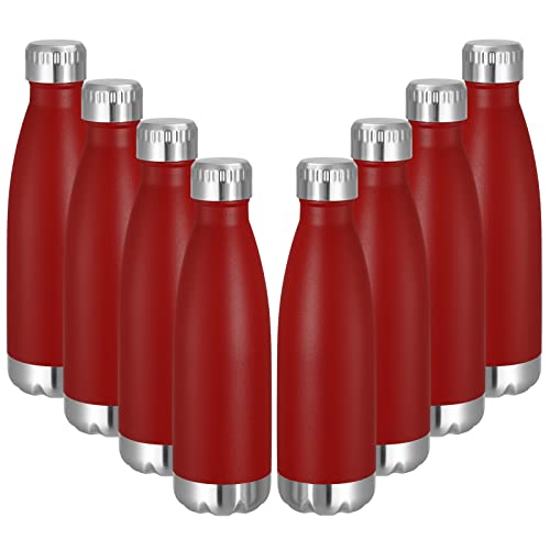 VEGOND 17oz Stainless Steel Water Bottles Bulk, Reusable Metal Sports Water Bottle Keeps Drink Hot and Cold, BPA Free Double Wall Vacuum Cola Shape Insulated Water Bottles for Camping Gym, 8 Pack - color: Wine red-, size: 17oz-8 Packs