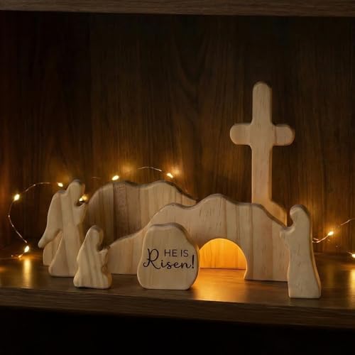 He is Risen Wooden Easter Resurrection Empty Tomb Set Christian Gifts