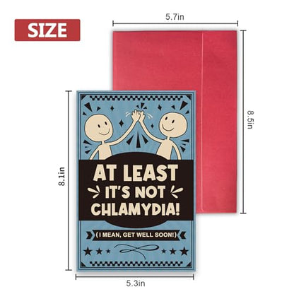 Funny Get Well Card, Inappropriate Adult Humor Get Well Soon Card, At Least It's Not Chlamydia Joke Card, Rude Feel Better Card for Friends Coworkers - color: Get Well Soon