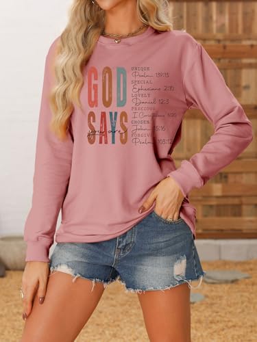 Faith Sweatshirts for Women Christian Jesus God Graphic Sweatshirt - color: Rosegold, size: Large