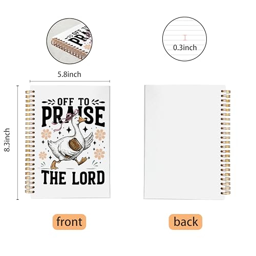 VNWEK Funny Christian Goose Spiral Notebook Journal 5.5x8.3 Inch, Floral Goose Bible Verse Journal, Off to Praise the Lord Religious Prayer Lined Hardcover Spiral Notebook - color: 46-XZ-bible-notebook