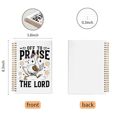 VNWEK Funny Christian Goose Spiral Notebook Journal 5.5x8.3 Inch, Floral Goose Bible Verse Journal, Off to Praise the Lord Religious Prayer Lined Hardcover Spiral Notebook - color: 46-XZ-bible-notebook
