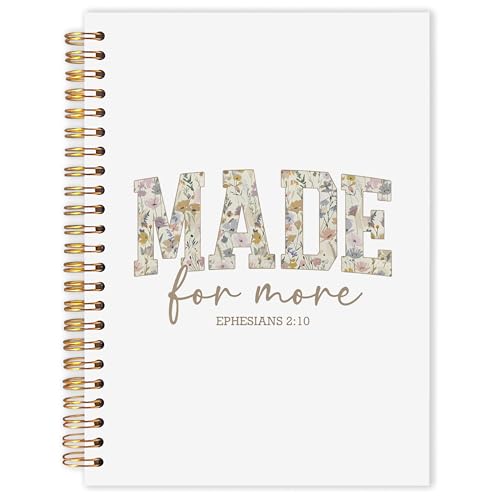 OJMFHEGEE Floral Made For More Christian Spiral Notebook 5.5x8.3 in, Religious Christian Bible Prayer Hardcover Notebook Journal Gifts for Women - color: Made For More
