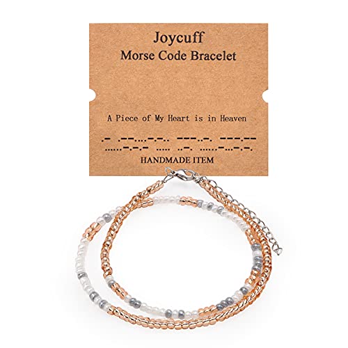 Inspirational Morse Code Bracelets for Women Funny Jewelry Birthday Gifts - color: A piece of my heart is in heaven
