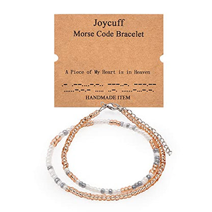 Inspirational Morse Code Bracelets for Women Funny Jewelry Birthday Gifts - color: A piece of my heart is in heaven