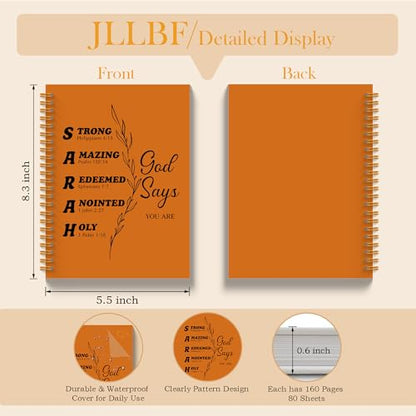 JLLBF Orange Christian Spiral Notebook, God Says I Am Bible Notebooks for Note Taking, Christian Gifts for Women Men, Inspirational Religious Journal Notebook, 5.5x8.3 Inch - color: God Says