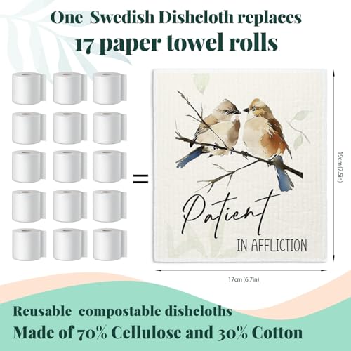 Bird Scripture Swedish Dishcloths for Kitchen, Swedish Dish Cleaning Cloths for Spring，Papaya Reusable Paper Towels, 4 Pack Dish Towels for Kitchen, Reusable Paper Dishcloths Washable - color: Bird Bible