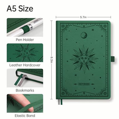 EMSHOI Graph Grid Journal Notebook, 192 Pages, A5 Size (5.7'' x 8.3'') - color: Dark Green, style: Grid