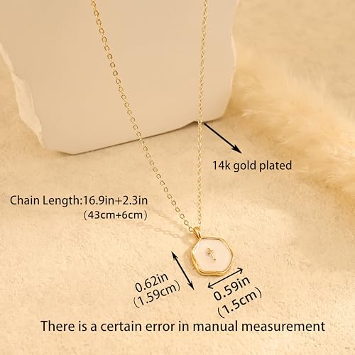 Cross Necklace for Women,Dainty 14k Gold Plated Pendant Necklaces - color: Gold-6