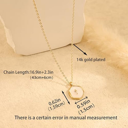 Cross Necklace for Women,Dainty 14k Gold Plated Pendant Necklaces - color: Gold-6