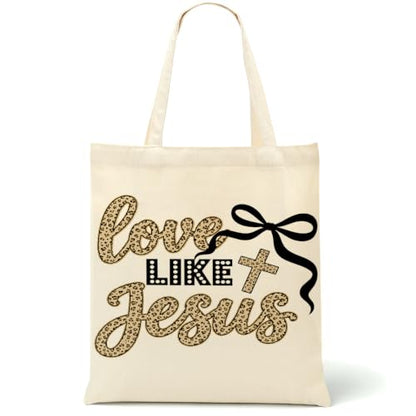 Faith Canvas Tote Bag, Christian Gifts for Women Mama Sister Inspirational Bible Verse Birthday Christmas - color: Jesus 879
