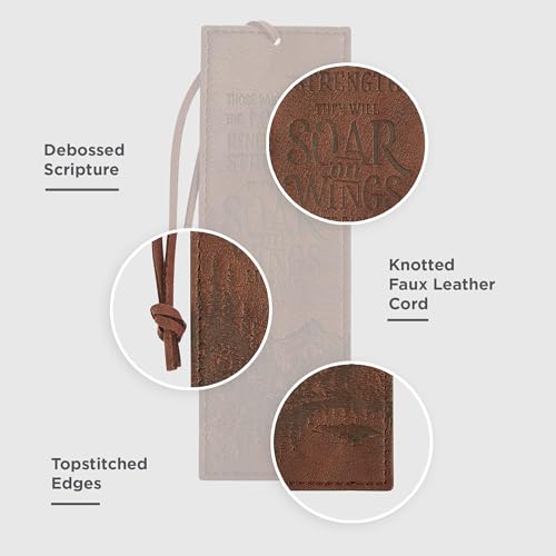 Christian Art Gifts Faux Leather Scripture Bookmark: Wings Like Eagles