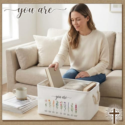 Marsui Christian Gifts for Women Bible Basket for Books, Christian Flower - style: Christian Flower