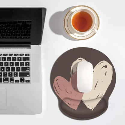 Britimes Ergonomic Mouse Pad with Wrist Support, Brown Heart Pattern - color: Brown Heart Pattern