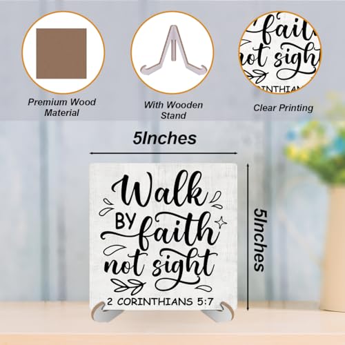 Inspirational Christian Desk Decor Wood Sign, Bible Scripture Minimalist Christian Quote Desk Decorations Faith Based Gifts for Women Men Friend Office Work Home Decor Wooden Plaque With Stand - color: Inspirational 738