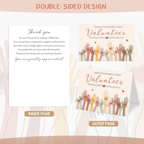 100 Sets Volunteer Thank You Cards Envelopes Stickers Appreciation Gifts