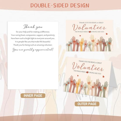 100 Sets Volunteer Thank You Cards Envelopes Stickers Appreciation Gifts