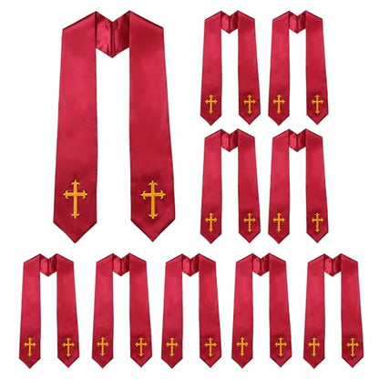10 PC Clergy Stole & Choir Stole Bulk 60/72" - color: Maroon, size: 72 inch