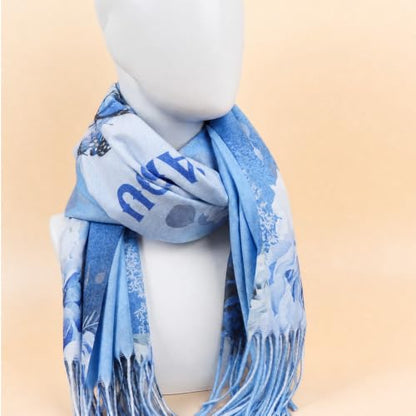 The Virgin Mary Bible Verse Shawls for Women, Catholic Christian Blanket Scarf Gifts or Mom Teacher Christmas - color: Blue Butterfly
