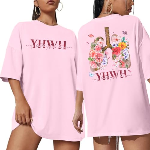 DUTUT Christian Shirts for Women Oversized Jesus Shirt Religious Faith Graphic Tops Short Sleeve Casual Crewneck Tee - color: Pink, size: Large