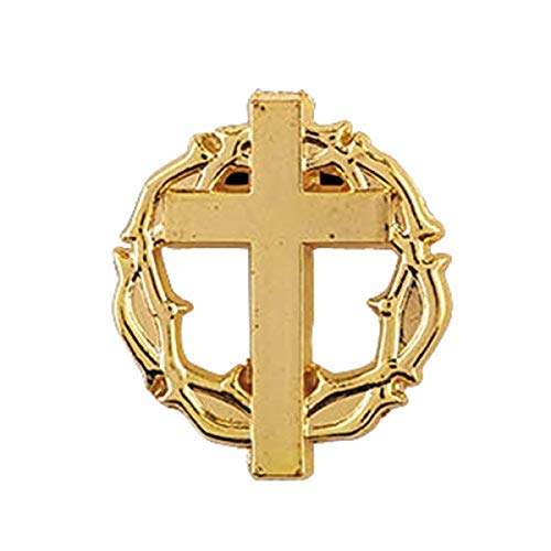 Crown of Thorns with Cross Gold-Tone Lapel Pin with Bookmark, 7/8 Inch