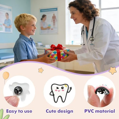 Cute Pins Bulk, Funny Lapel Badge Pins Rubber Brooch Pins for Backpacks, Hats, Bags - style: Tooth-20PCS