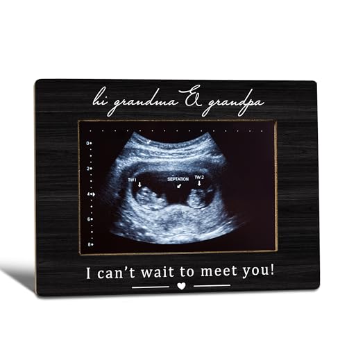 Grandparents Picture Frame, Grandparents Baby Announcement, Pregnancy Announcement for Grandparent, Ultrasound Picture Frames 4x6, Baby Sonogram Wooden Photo Picture Frames - color: meet