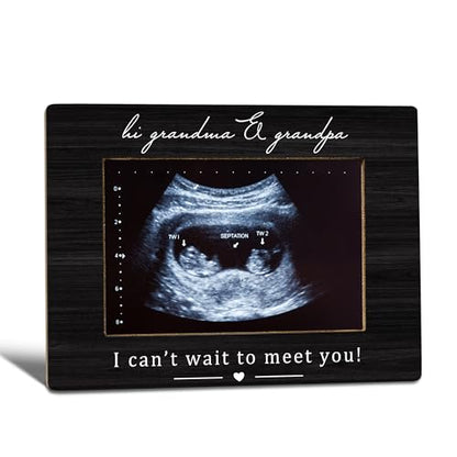 Grandparents Picture Frame, Grandparents Baby Announcement, Pregnancy Announcement for Grandparent, Ultrasound Picture Frames 4x6, Baby Sonogram Wooden Photo Picture Frames - color: meet