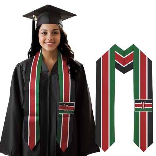 Graduation Satin Sash Scarf 72" Stole - color: Kenya Flag