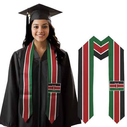 Graduation Satin Sash Scarf 72" Stole - color: Kenya Flag