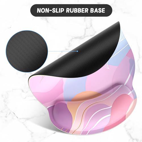 ITNRSIIET Ergonomic Mouse Pad with Wrist Support Wrist Rest Smooth Surface Non-Slip Rubber Base Comfortable Office Supplies Pain Relief, 9.8 x 9.1 inches, Art Style Pattern - color: A02-Art Style Pattern