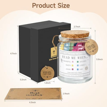 Bible Jar with Lid, Read Me When Bible Verses Jar for Emotions, Inspirational Scripture Storage for Bible Study & Prayer, Christian Gifts for Women and Men, Birthday Gift for Mom Father