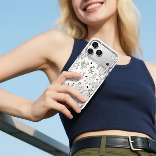 for iPhone 17 Pro Max/iPhone 18 Pro Max Case [Compatible with Magsafe],Girls Women Clear Magnetic Case Silicone Shockproof Protective Cover with Pattern Chicken Butterfly Flower - color: Chicken Butterfly Flower, size: iPhone 17 Pro Max/iPhone 18 Pro Max