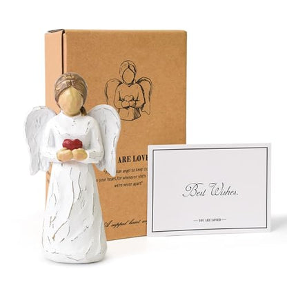 Guardian Angel Statue, Resin Healing Angel Figurines for Women - color: Heart