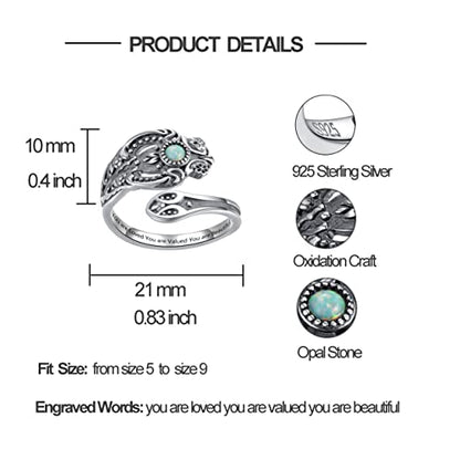 Sterling Silver Open Adjustable Ring Wrap Stack Statement Jewelry Gift - color: Green