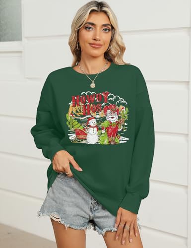 Micoson Women's Oversized USA Graphic Letter Print Sweatshirts Crewneck Patriotic Fleece Pullover Tops Winter Sweater - color: Santa Christmas, size: Large