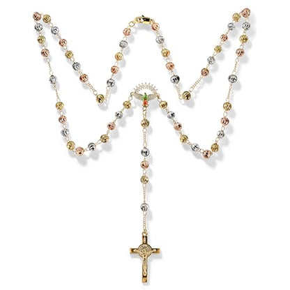 Catholic Rosary,Our Lady Of Guadalupe Centerpiece and Crucifix - color: Gold-01