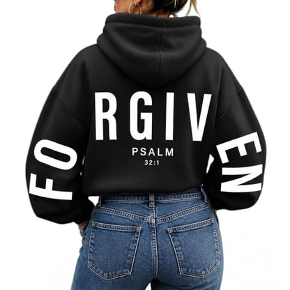 Christian Hoodies Women Blessed Sweatshirts Jesus Religious Sayings Sweater - color: Black 2, size: Medium