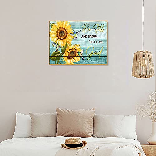 Bysincy 5D DIY Diamond Painting Kits for Adults Sunflower 12x16inch,Round Full Drill Resin Beads Diamond Art Dots Craft Set,Be Still and Know that I Am God - color: Sunflower