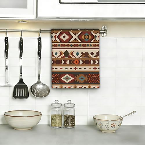Rustic Bear Tribal Kitchen Dish Towels,Farmhouse Hand Towels 16x24 Inch Decorative Absorbent Dish Cloth for Cooking Baking Cleaning Bathroom Decor Set of 2 - color: Rustic Bear Tribal