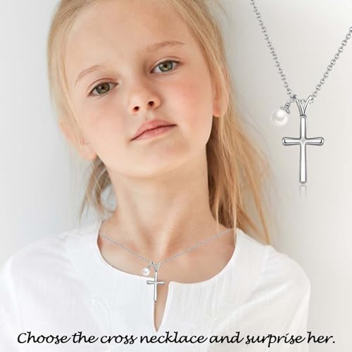 Cross Necklace for Girls Kids Christian Catholic Religious Gifts - color: Baptism -Girls