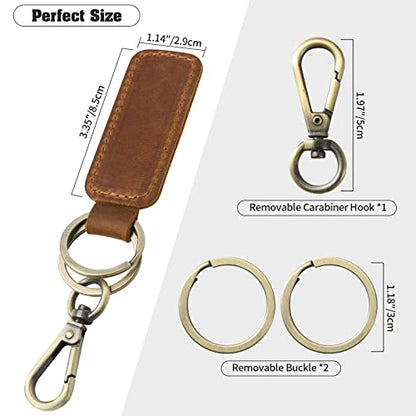 Jack&Chris Genuine Leather Car Keychain, Universal Key Fob Keychain, Leather Key Chain Holder for Men and Women, JC306 - color: Brown*5