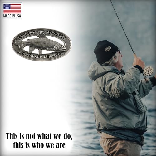 Rainbow Trout Pin, Catch and Release, Lapel, Hat, Pins, Brooch, Brooches, Jewelry, Gift, Handmade in the USA, 200 Fish Designs Available. - color: Antique Pewter