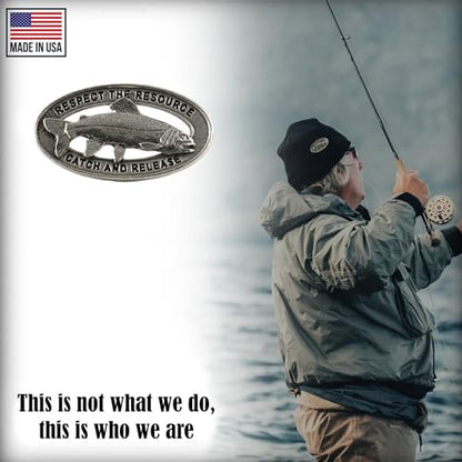Rainbow Trout Pin, Catch and Release, Lapel, Hat, Pins, Brooch, Brooches, Jewelry, Gift, Handmade in the USA, 200 Fish Designs Available. - color: Antique Pewter