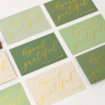 Crisky 4x6 Sage Green Beyond Grateful Thank You Cards With Envelopes & Stickers Simple, Chic, Elegant Greeting Cards Perfect for: Wedding/Business/Birthday/Graduation. 50 Pack - style: SageGreen