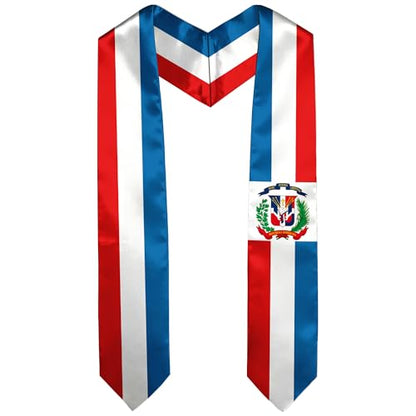 Graduation Satin Sash Scarf 72" Stole - color: Dominican Republic Flag